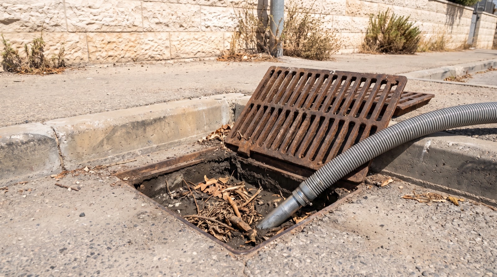 רשת קולטן מוסטת הצידה וסחף שהצטבר בתא מתחתיה